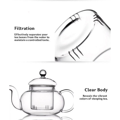 33.8 oz/ 1 Liter Borosilicate Glass Teapot with Removable Filter Infuser