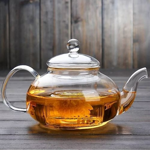 33.8 oz/ 1 Liter Borosilicate Glass Teapot with Removable Filter | Kitchen + Metal
