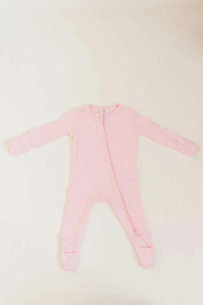 Bamboo Baby Clothes - Convertible Jumpsuit 0-3 Months - Baby Pink