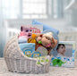 Welcome Baby Bassinet New Baby Basket-Blue-  baby boy gift basket -