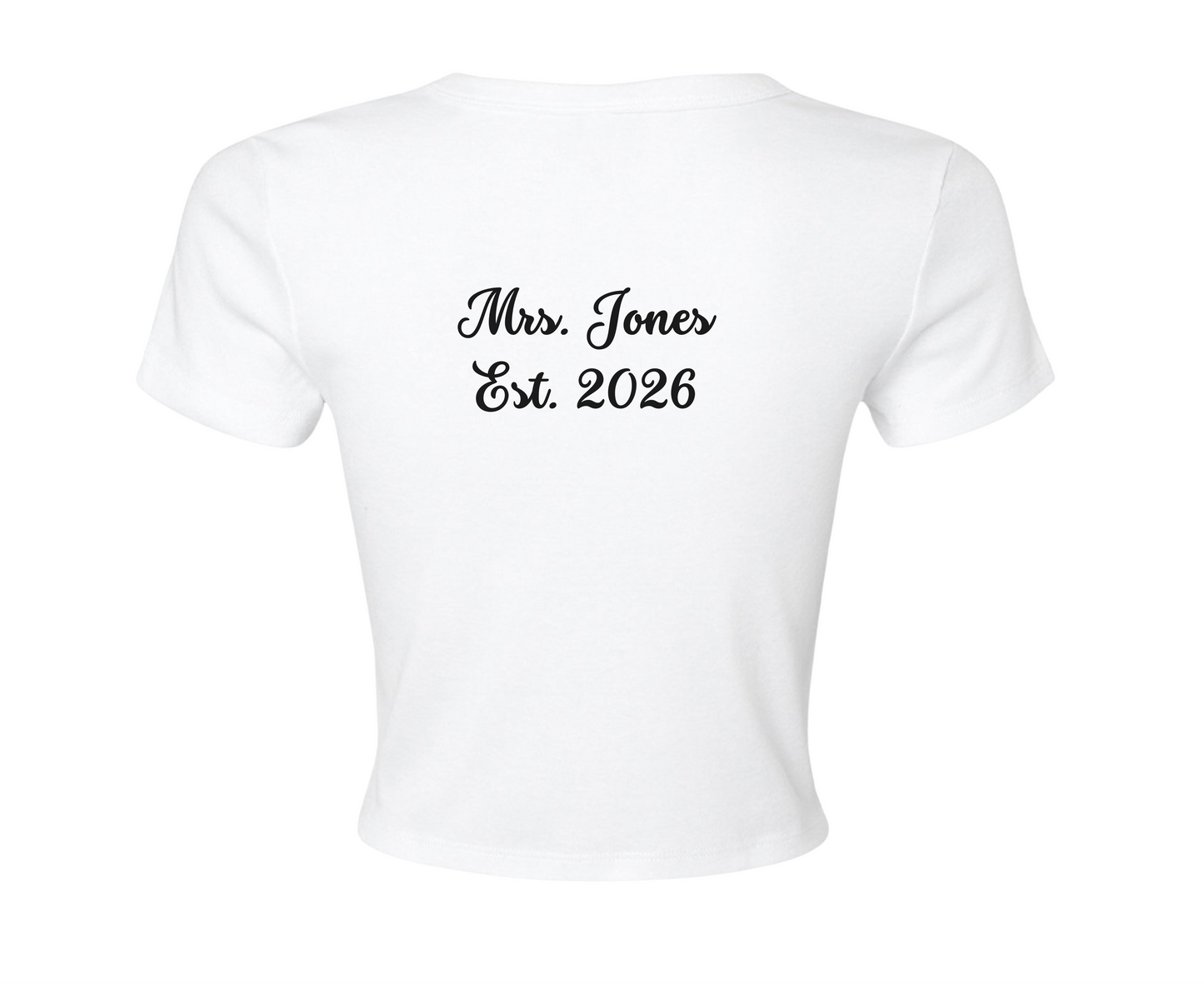 Customizable: Interlocking Rings and Coquette Bow Bride Micro Ribbed Baby Tee