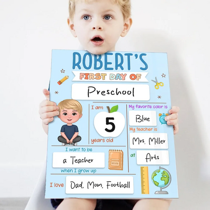 First Day, Last Day of School Cute Kid School Things - Back to School Chalkboard, Kindergarten Sign, Personalized Sign, Dry Erase Board, Reusable Chalkboard Sign