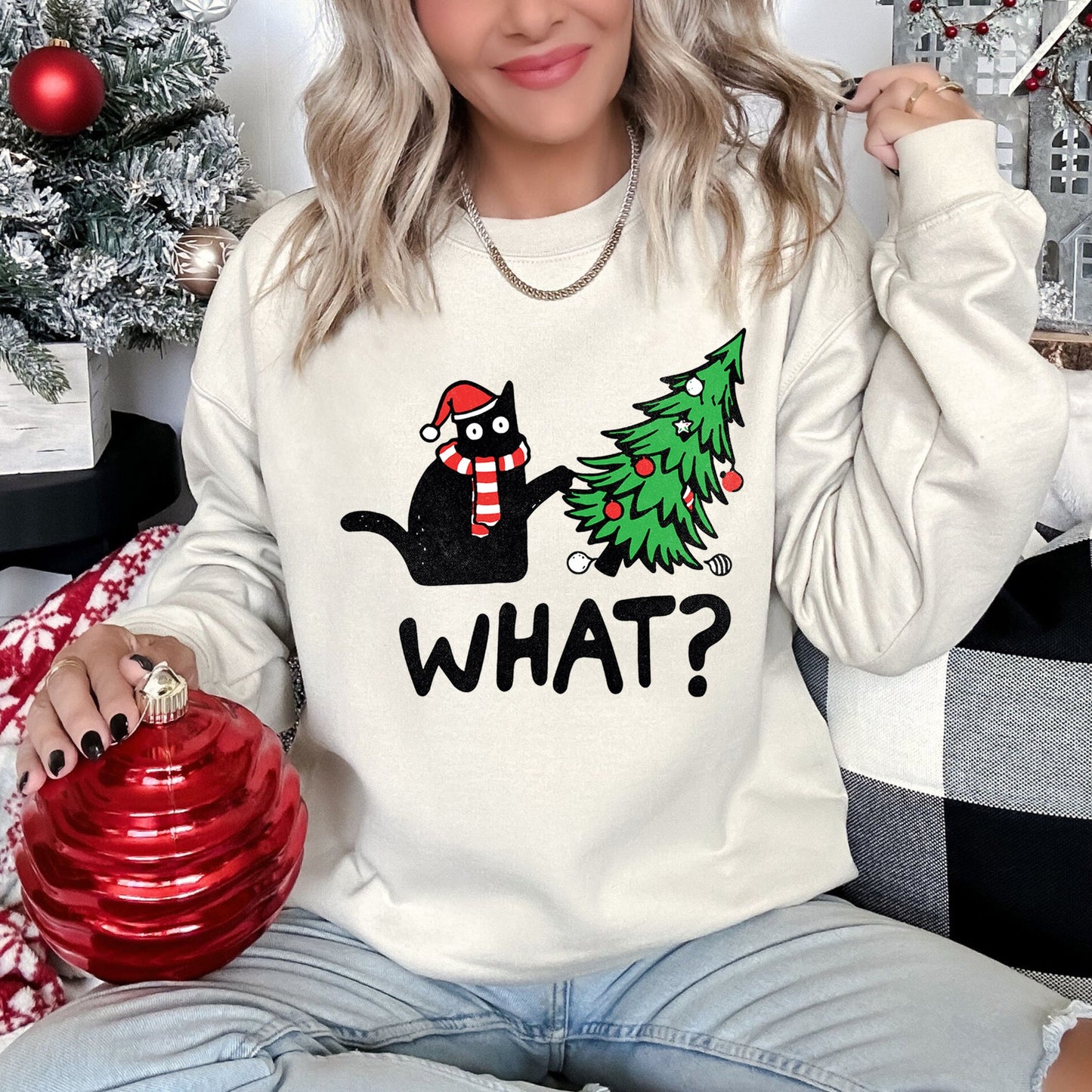 Bad Cat Christmas Tree, What, Sweatshirt