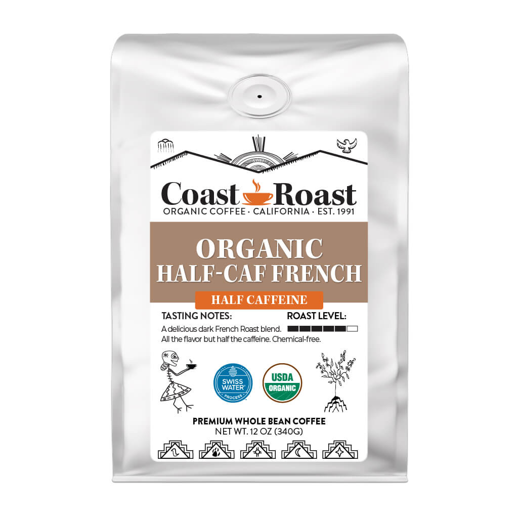 Organic Swiss Water Half-Caf French Whole Bean Coffee