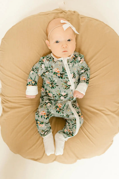 Bamboo Baby Clothes - Convertible Jumpsuit 0-3 Months - Botanical