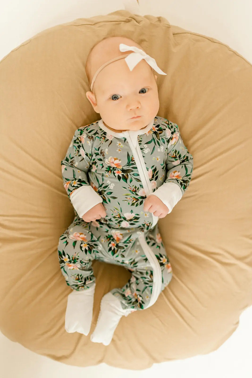 Bamboo Baby Clothes - Convertible Jumpsuit 0-3 Months - Botanical