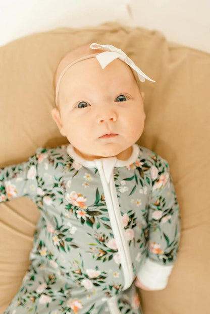 Bamboo Baby Clothes - Convertible Jumpsuit 0-3 Months - Botanical