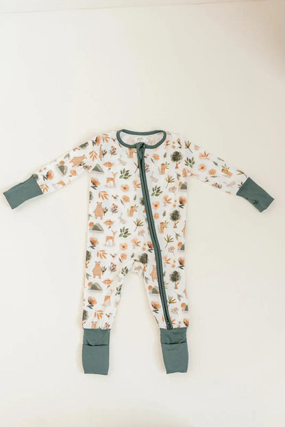 Bamboo Baby Clothes - Convertible Jumpsuit 0-3 Months - Forest