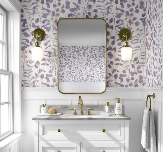 Lilac Eucalyptus Leaves Wallpaper | Kitchen + Metal