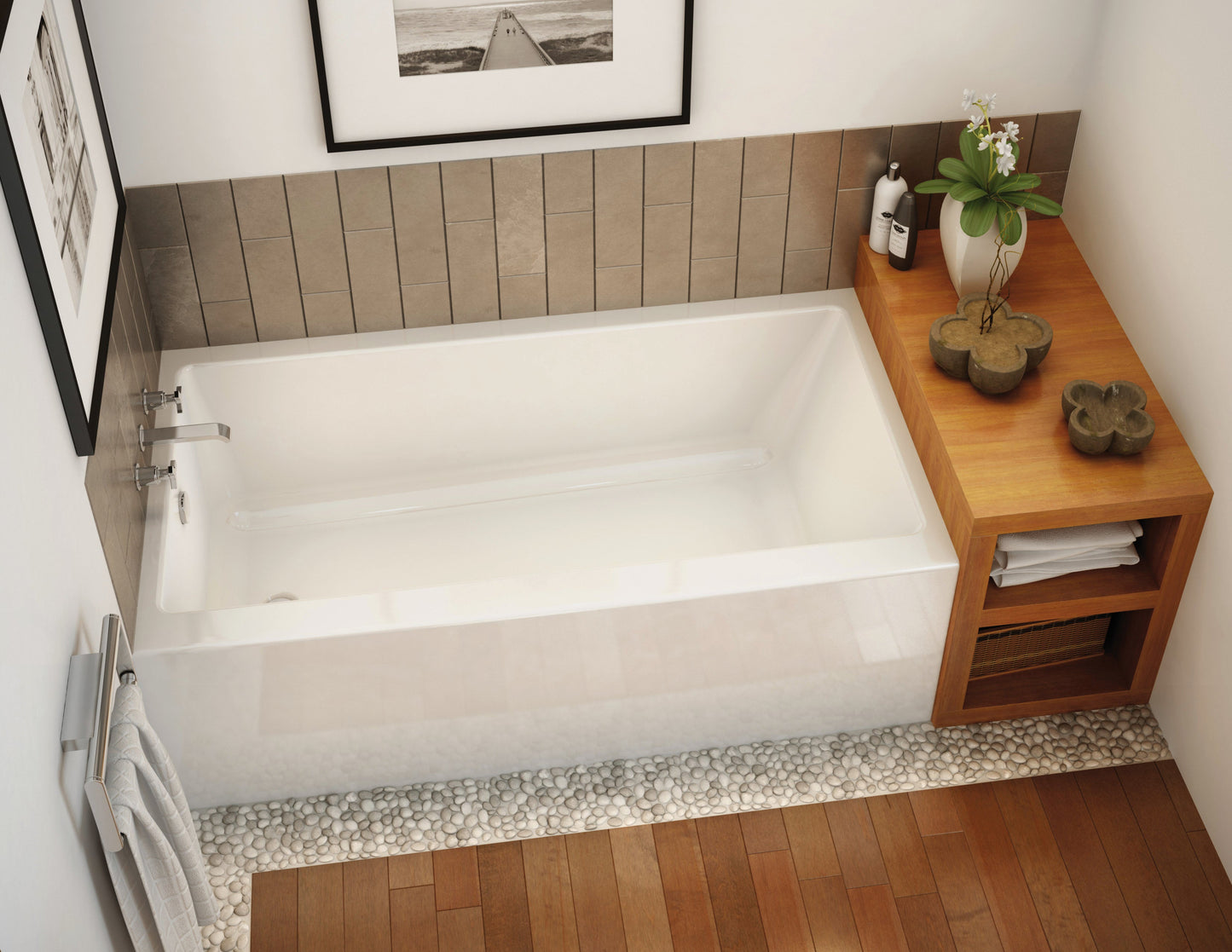 Rubix 6030 Acrylic Alcove Right-Hand Drain Bathtub in White – 59 3/4" x 30" x 18 3/8"