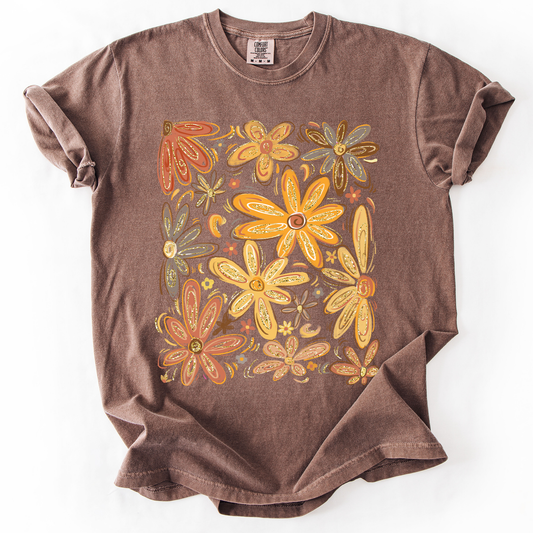 Beautiful Autumn Flowers, Fall, Floral, Watercolor, Comfort Colors T-Shirt