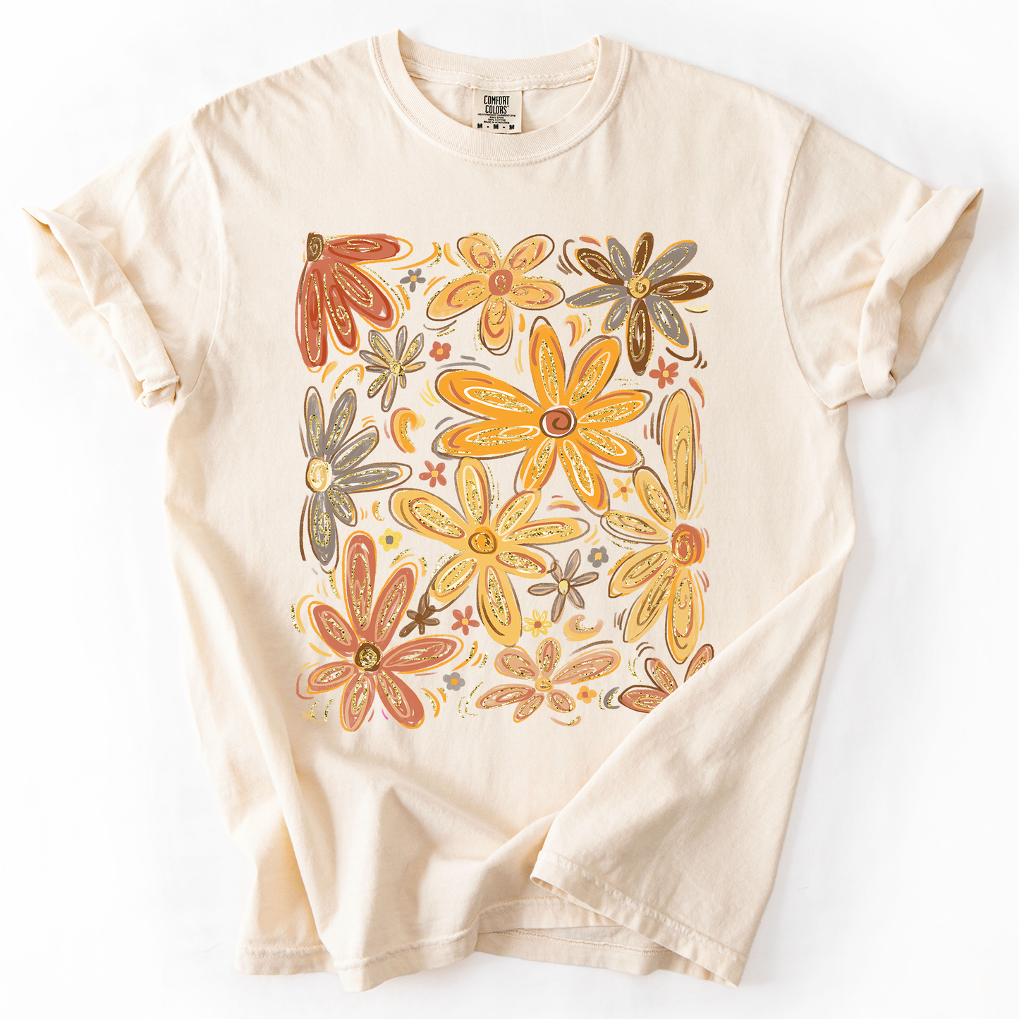 Beautiful Autumn Flowers, Fall, Floral, Watercolor, Comfort Colors T-Shirt