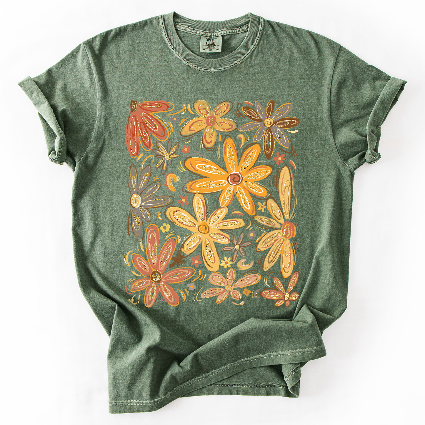 Beautiful Autumn Flowers, Fall, Floral, Watercolor, Comfort Colors T-Shirt