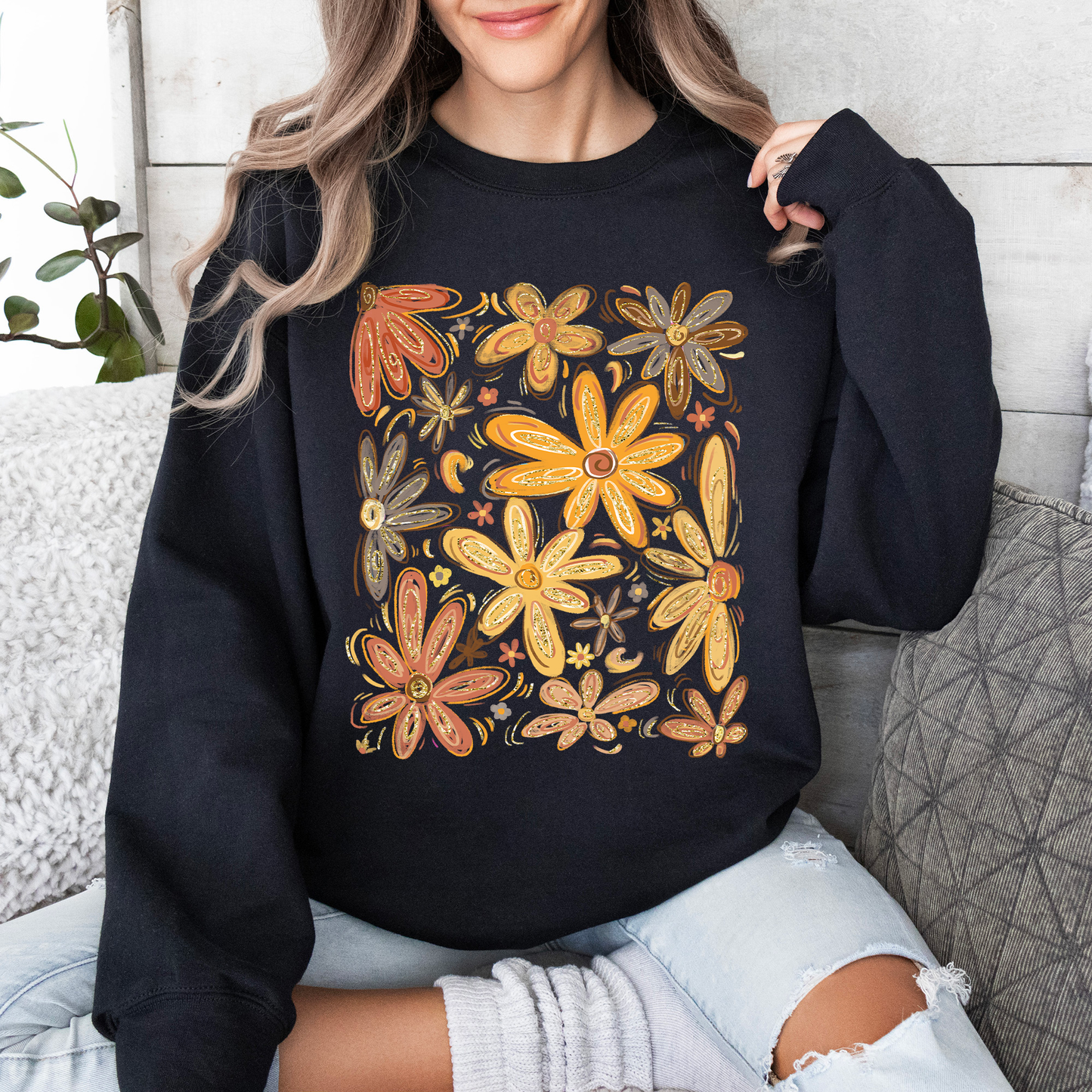 Beautiful Autumn Flowers, Fall, Floral, Watercolor Sweatshirt