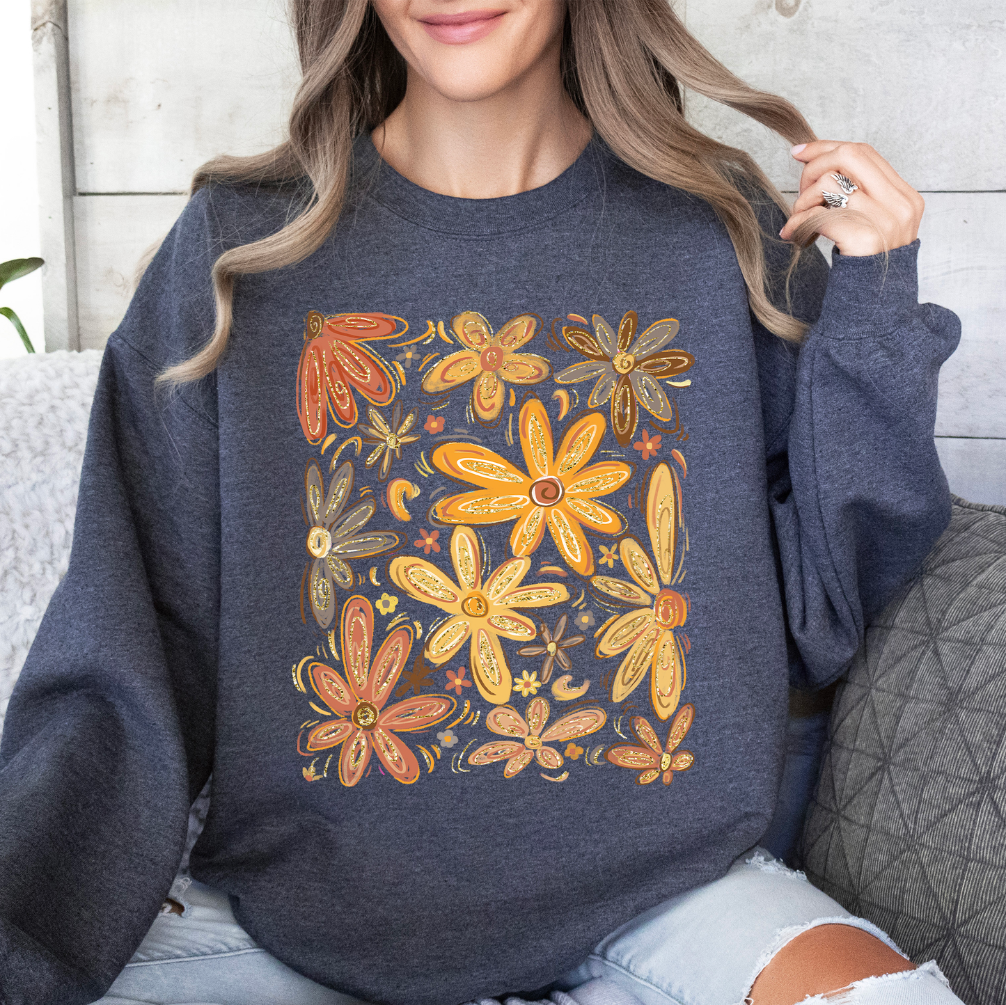 Beautiful Autumn Flowers, Fall, Floral, Watercolor Sweatshirt