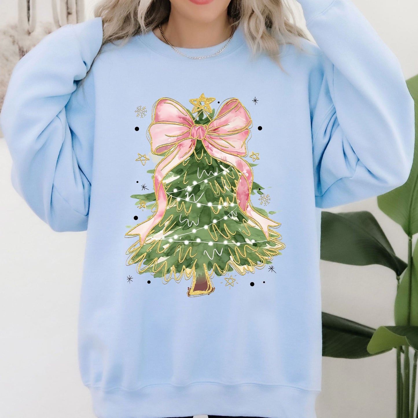 Beautiful Christmas Tree, Coquette, Ribbon, Bows, Xmas Sweatshirt