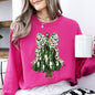 Beautiful Christmas Tree, Dalmatian Print Ribbon, Coquette, Bow, Xmas Sweatshirt