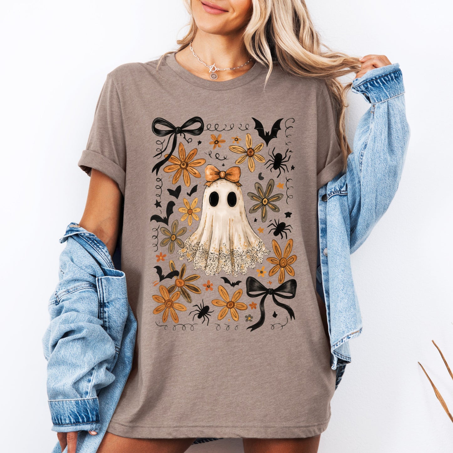 Beautiful Halloween, Bows, Bats, Flowers, Tshirt