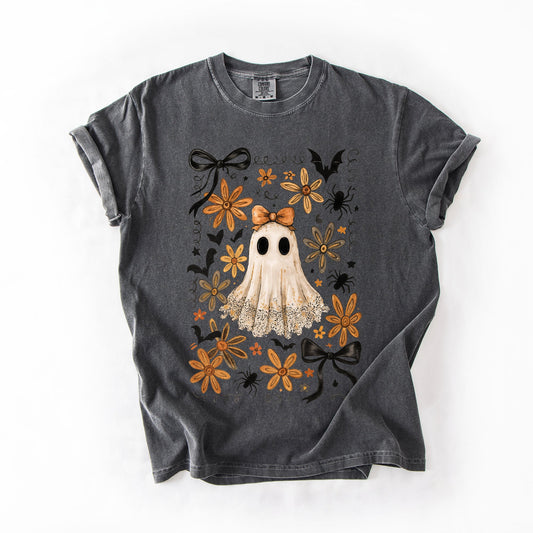 Beautiful Halloween, Bows, Bats, Flowers, Comfort Colors T-Shirt