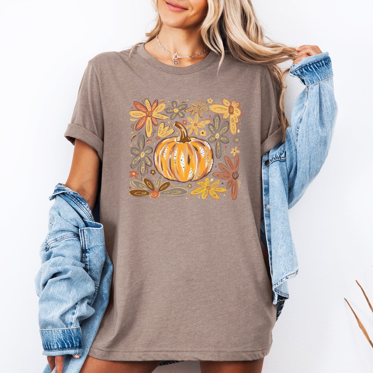 Beautiful Pumpkin Autumn Flowers, Fall, Floral, Watercolor, Tshirt