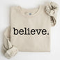 Believe, Classic Minimalist, Christmas, Winter, Snow, Santa, Xmas Sweatshirt