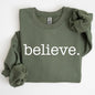 Believe, Classic Minimalist, Christmas, Winter, Snow, Santa, Xmas Sweatshirt