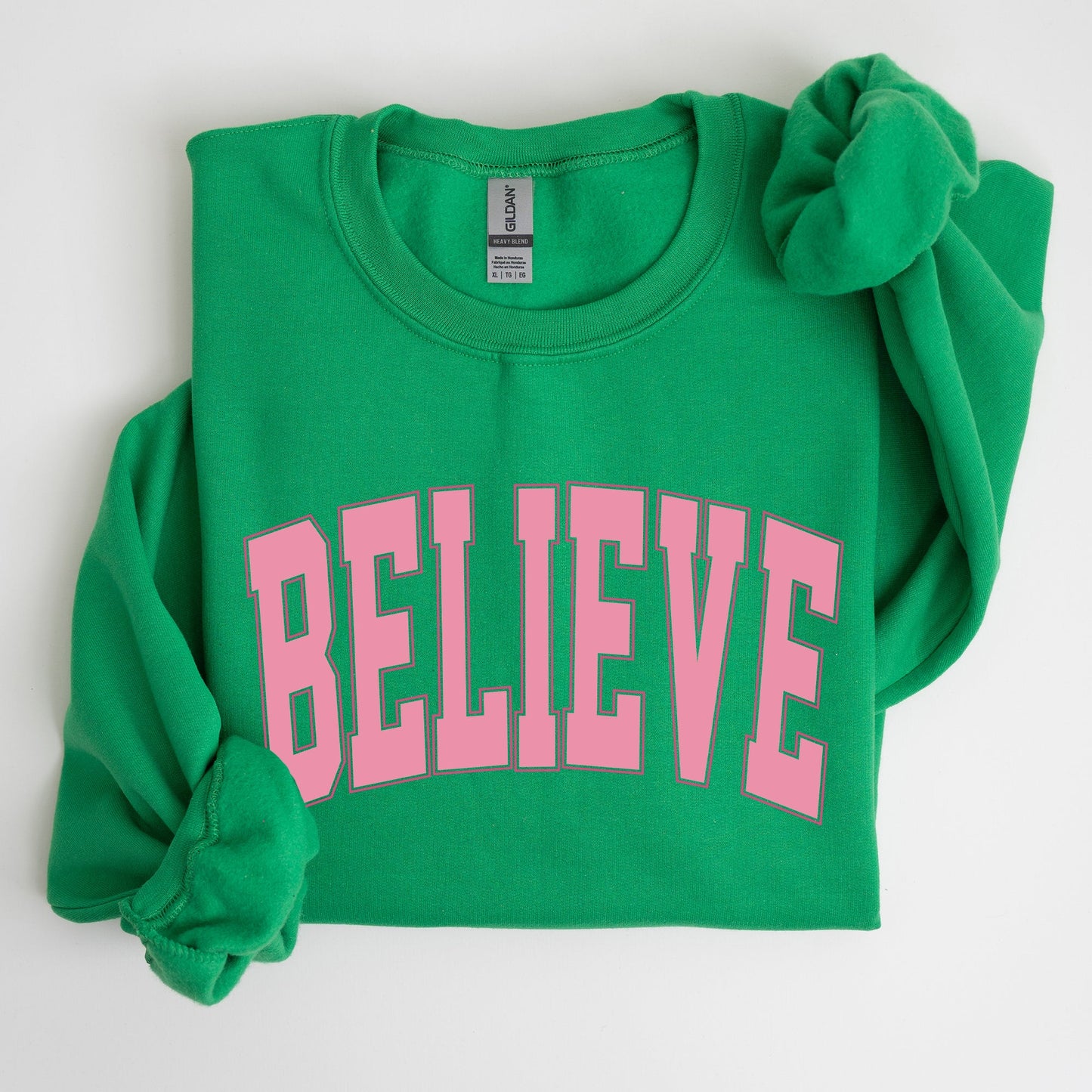 Believe, Varsity, Collegiate, Christmas, Santa, Winter, Xmas Sweatshirt