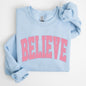 Believe, Varsity, Collegiate, Christmas, Santa, Winter, Xmas Sweatshirt