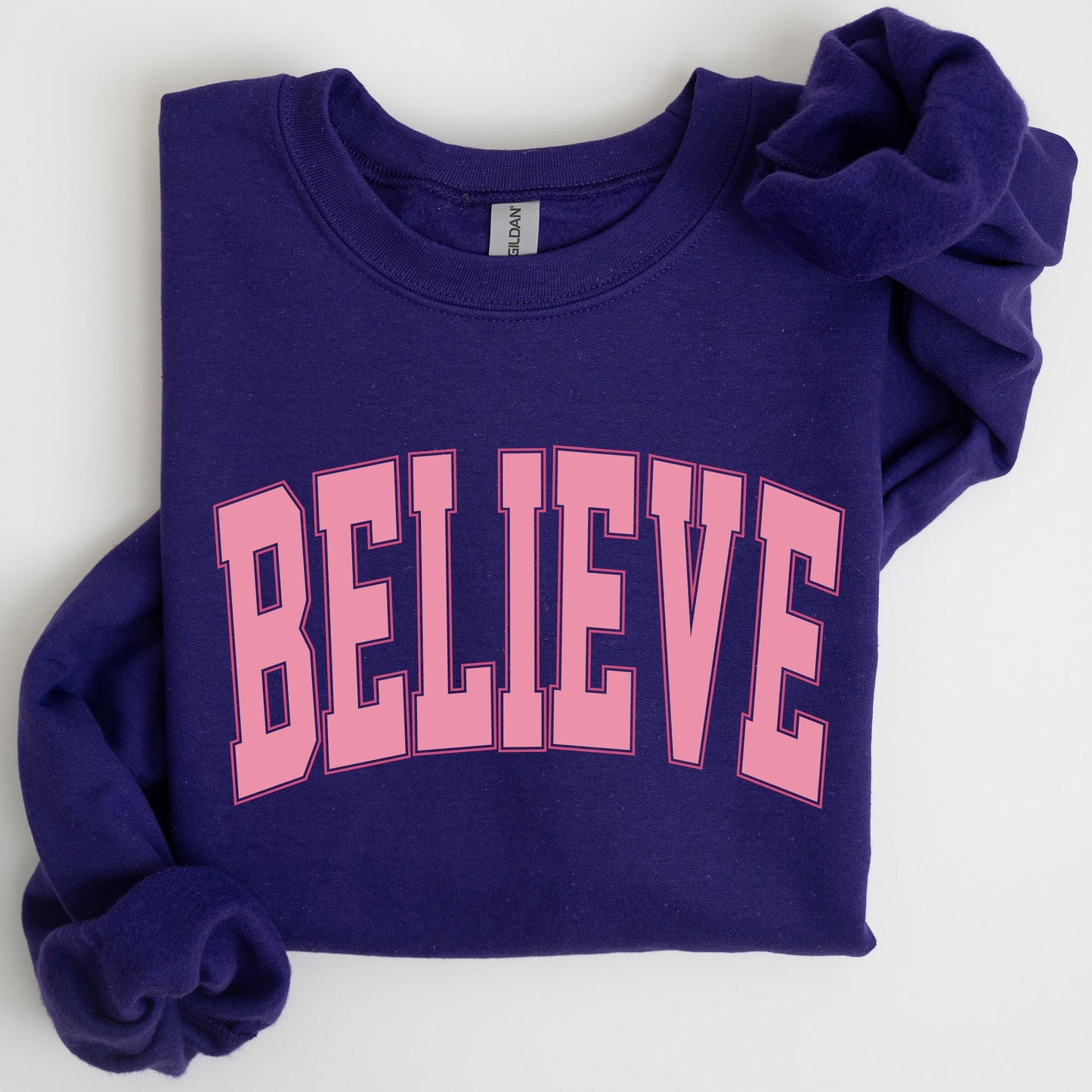Believe, Varsity, Collegiate, Christmas, Santa, Winter, Xmas Sweatshirt
