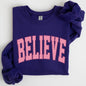 Believe, Varsity, Collegiate, Christmas, Santa, Winter, Xmas Sweatshirt