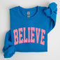 Believe, Varsity, Collegiate, Christmas, Santa, Winter, Xmas Sweatshirt