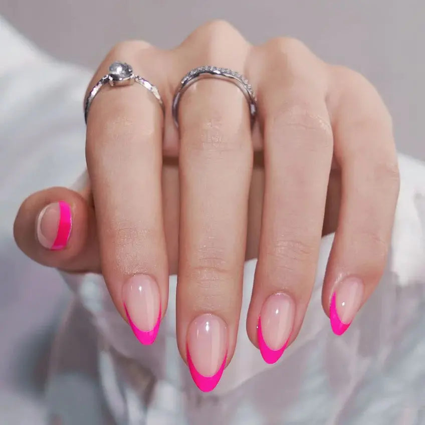 Summer Berry French Almond Nails - Press On Nails | Long Lasting & Reusable