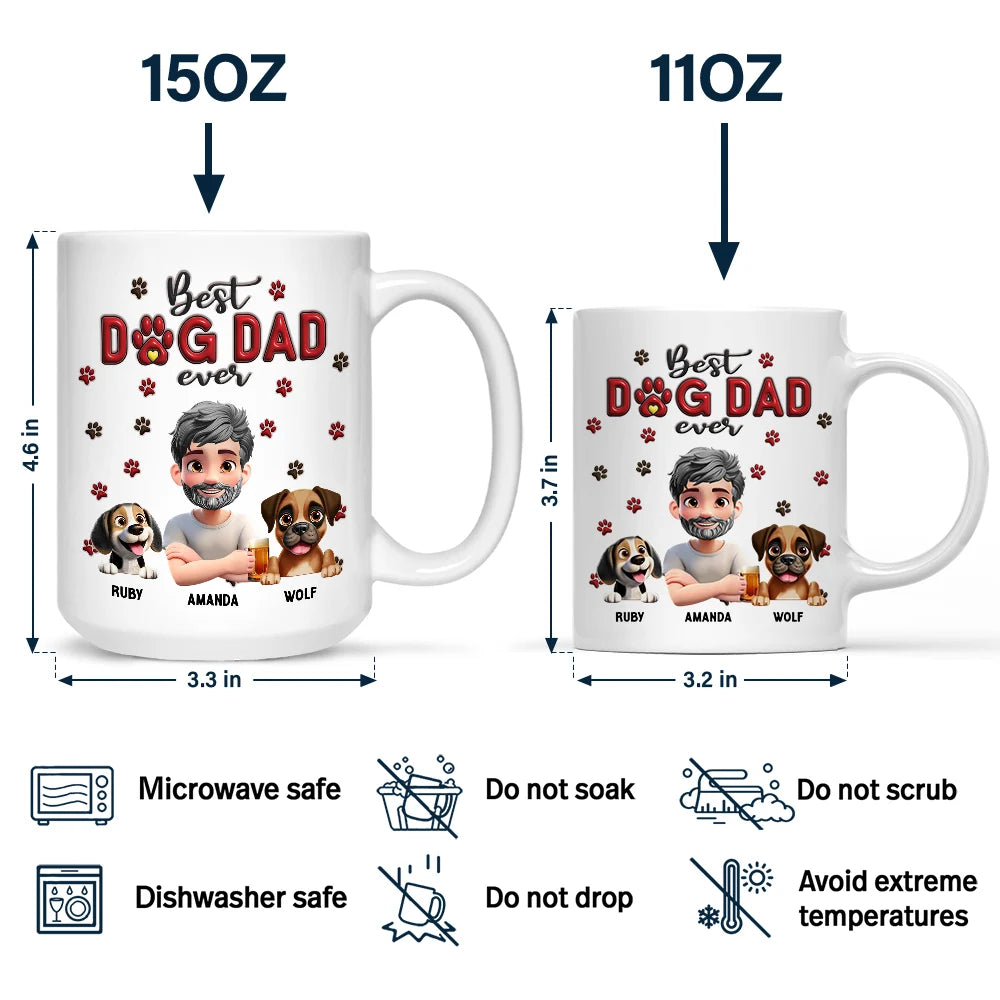 Best Dog Mom Dog Dad - Personalized Custom 3D Inflated Effect Mug - Gift For Dog Mom, Dog Dad, Dog Lovers