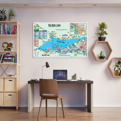 Big Bear Lake Map, San Bernardino County, CA - POSTER PRINTS