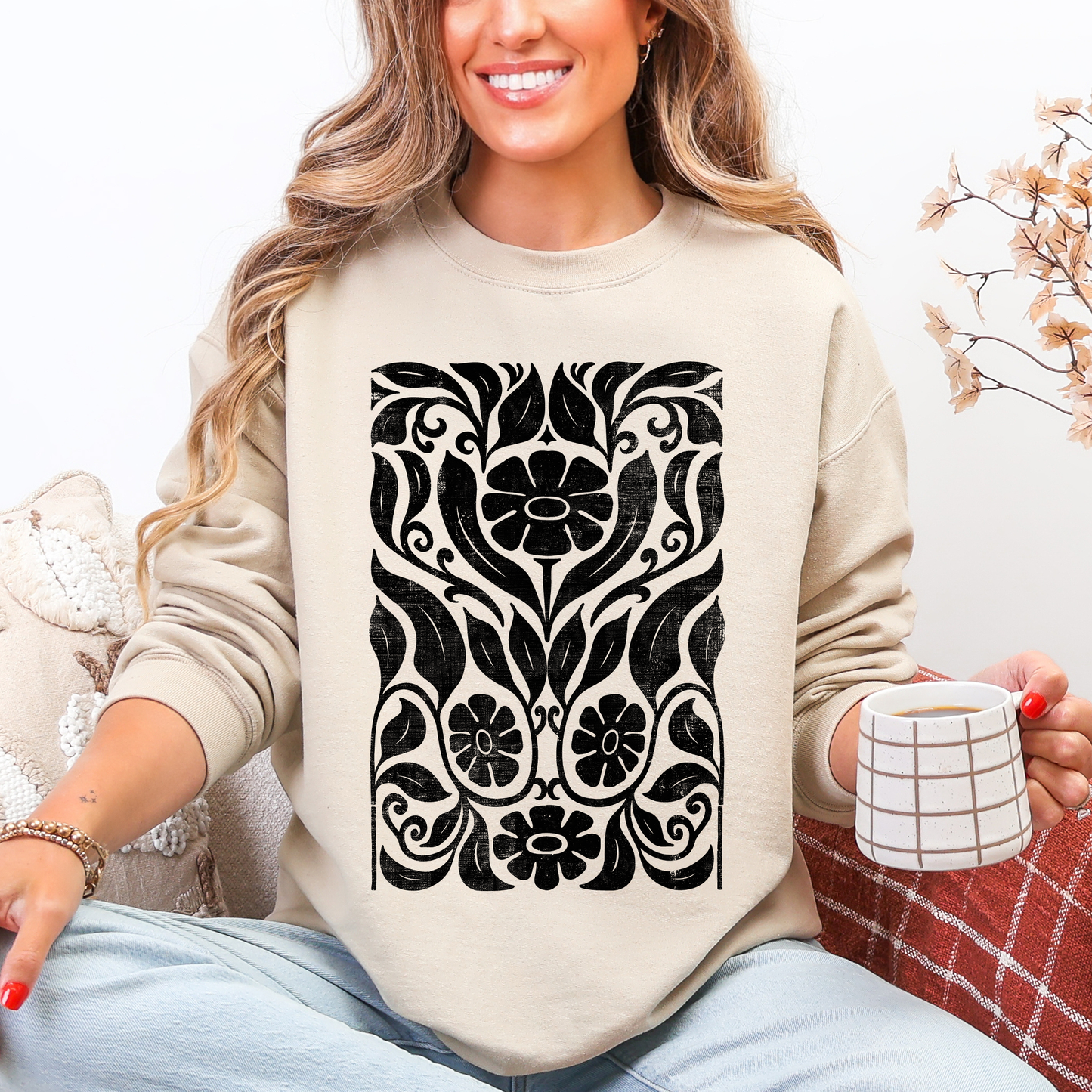 Big Bloom Daisy Flower, Vintage Boho, Nature Sweatshirt