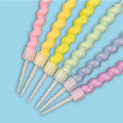 Birthday Cake Candle Toppers Colorful Spiral 6-Pack