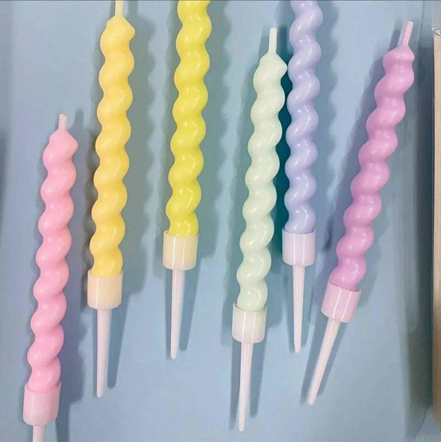 Birthday Cake Candle Toppers Colorful Spiral 6-Pack