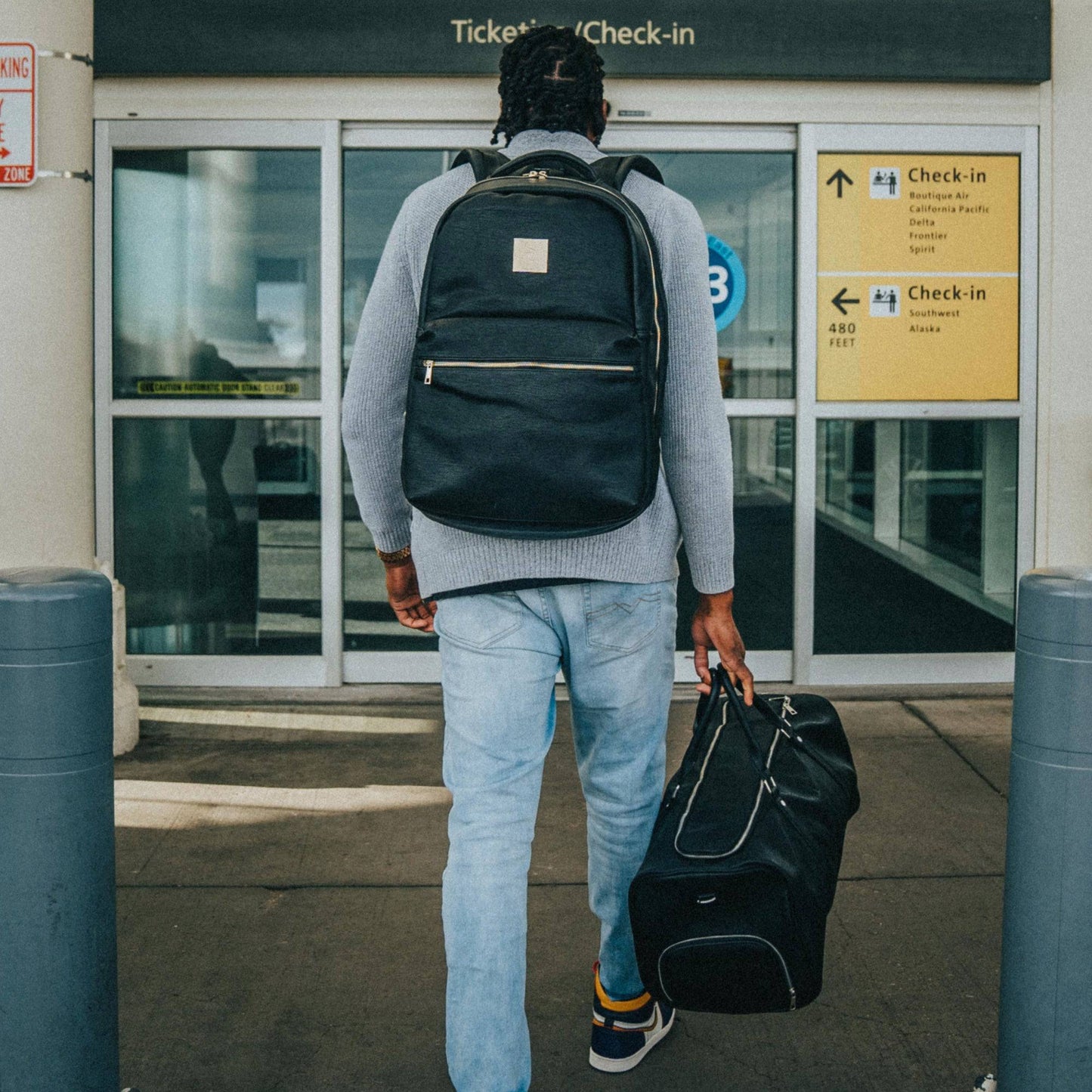 Black Leather Duffle Bag