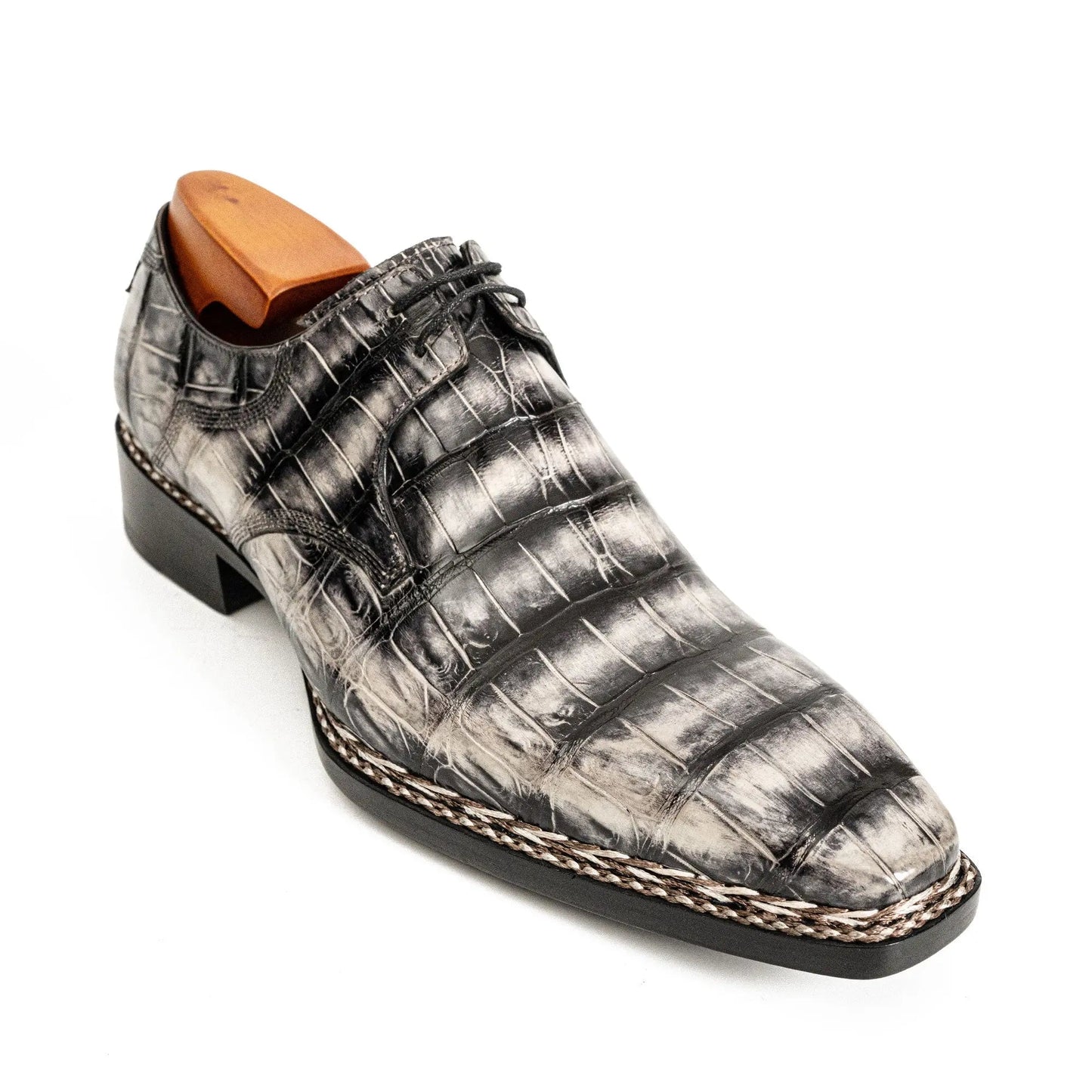 Black Croc-Pattern Norwegian Oxford