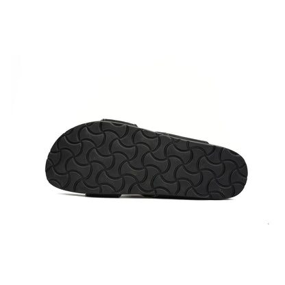 Black Double - Strap Slide Sandals
