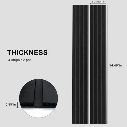 Black Solid Wood Acoustic Slat Wall Panels (Broad Strip)