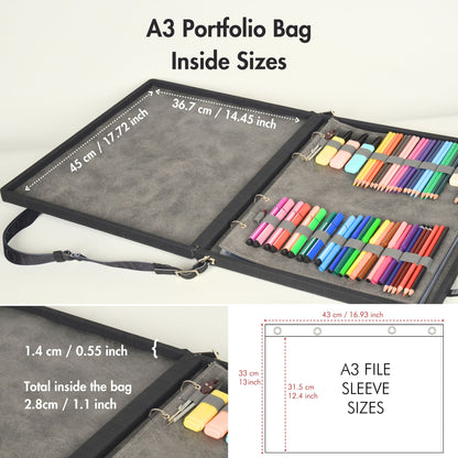 Leather Binder Leather Portfolio Gifts For Painters - Portfolio Binder- Art Supplies Organizer