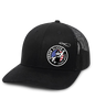 Snap Back Hat - Black Side Red White and Blue Logo