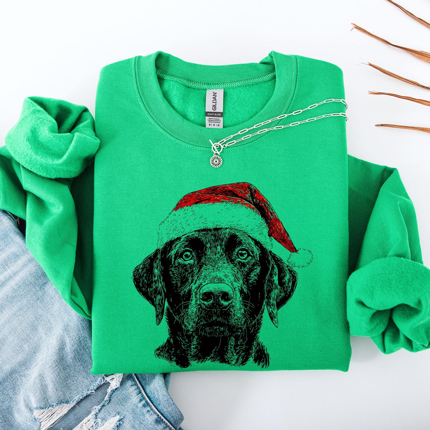 Black Lab, Santa, Labrador Dog, Christmas, Dog Lover, Pet Sweatshirt