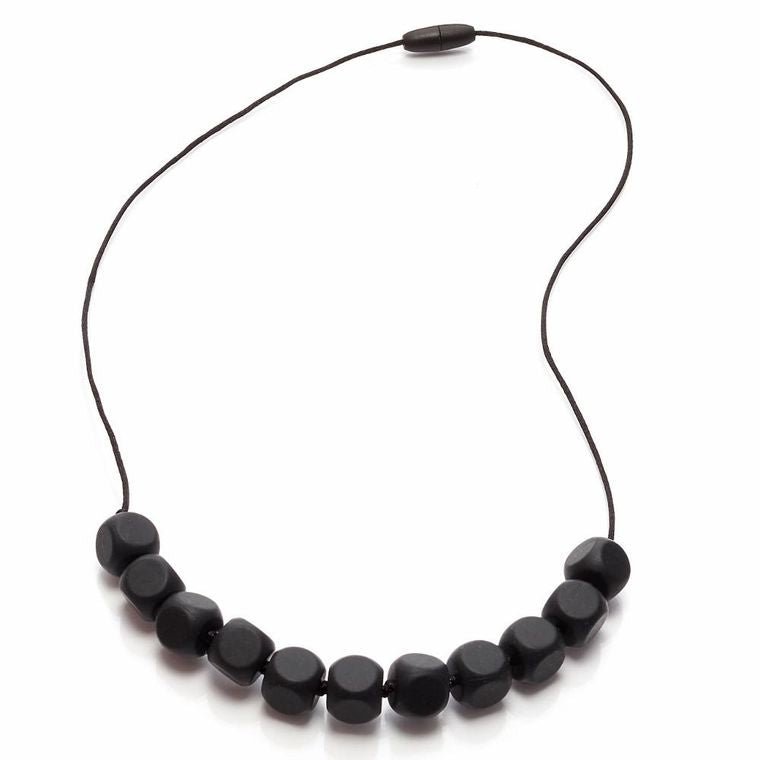 Baby Teething Necklace – Silicone Nursing Necklace for Moms – Available in Grey or Black
