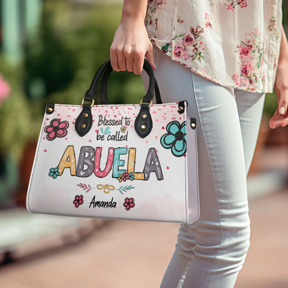 Blessed To Be Called Grandma – Personalized Leather Handbag - Gift for Mom, Wife, or Grandma | Birthday, Mother's Day or any occasion