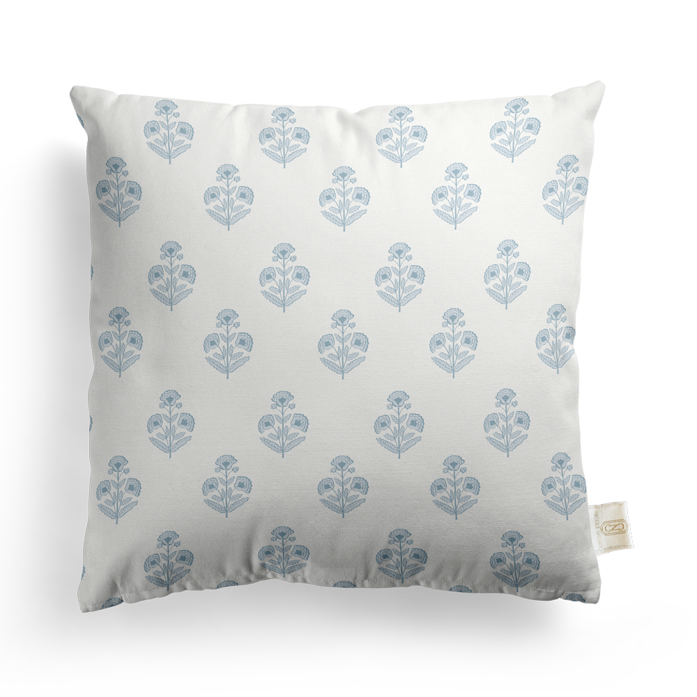 Block Print Floral Pillow Cover | Featuring Preppy Colorway