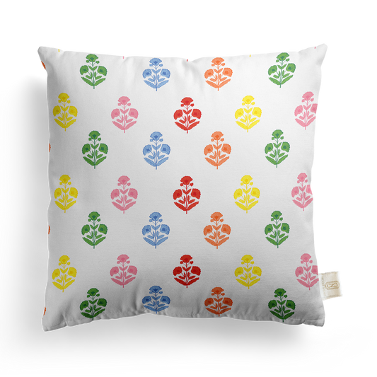 Block Print Floral Pillow Cover | Featuring Fiesta Colorway