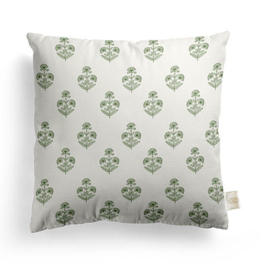 Block Print Floral Pillow Cover | Featuring Cottage Blue Colorway