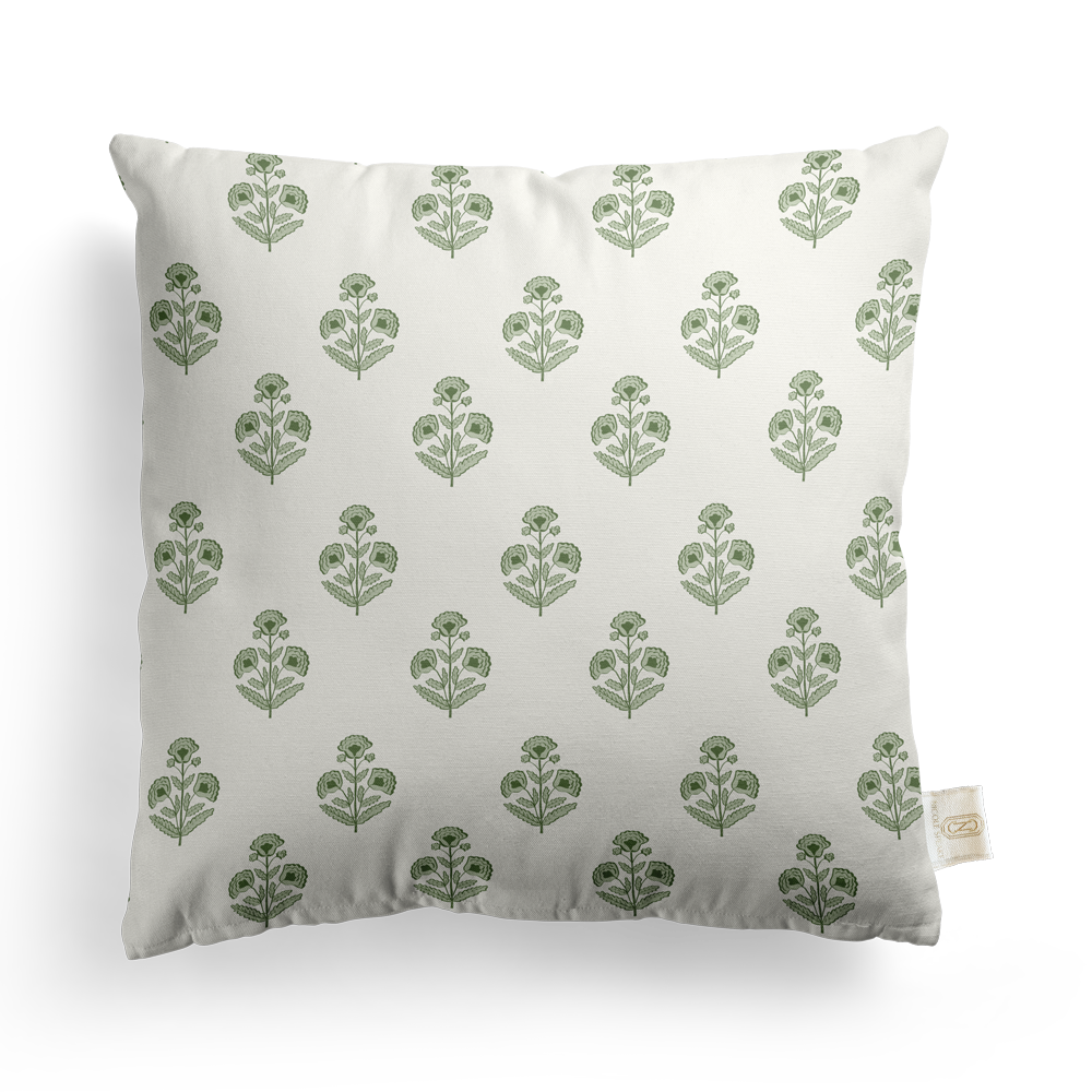 Block Print Floral Pillow Cover | Featuring Oyster Sand Colorway